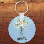 Jubileum Blessings Bouquet of Daisies Sleutelhanger (Voorkant)