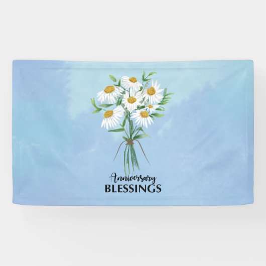 Jubileum Blessings Bouquet of Daisies Spandoek (Horizontaal)