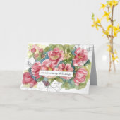 Jubileum Blessings Pink Roses Waterverf Kaart (Gele Bloem)