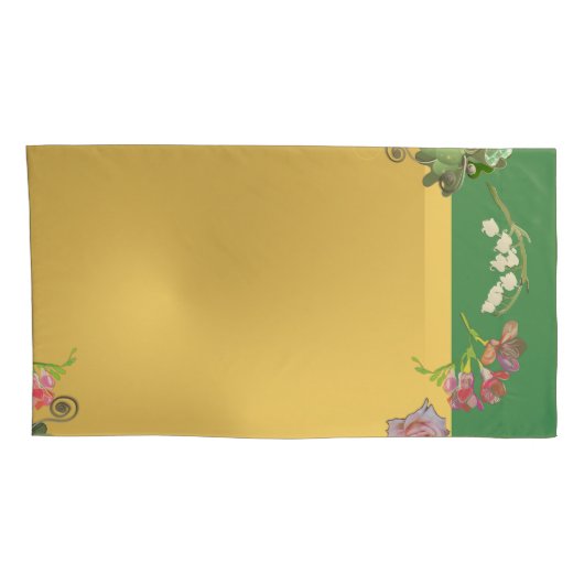 Jubileum Bloemen Groen/Gouden Kussensloop (Achterkant-Rechts)