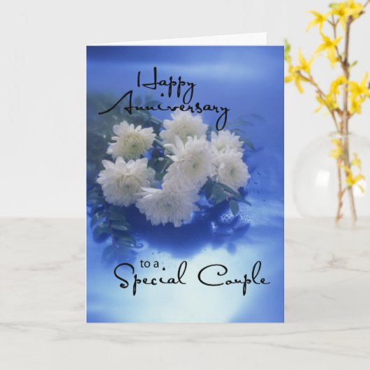 Jubileum bloemen op blauw kaart (Gele Bloem)