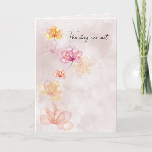 Jubileum bloemen op Roze Abstract Kaart (Voorkant)