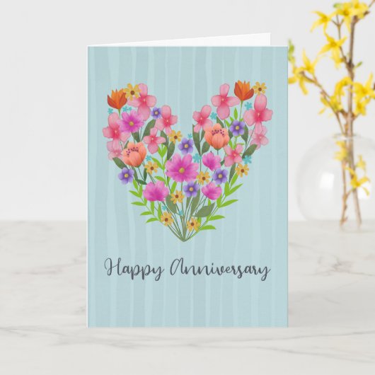 Jubileum Bloemenhart Kaart (Gele Bloem)