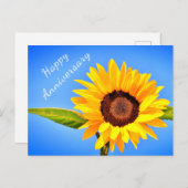 Jubileum Briefkaart Geel Zonnebloem op Blue Sky (Voorkant / Achterkant)