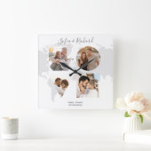 Jubileum bruiloft cadeau kerst liefde foto vierkante klok (Huis)