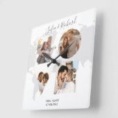 Jubileum bruiloft cadeau kerst liefde foto vierkante klok (Hoek)