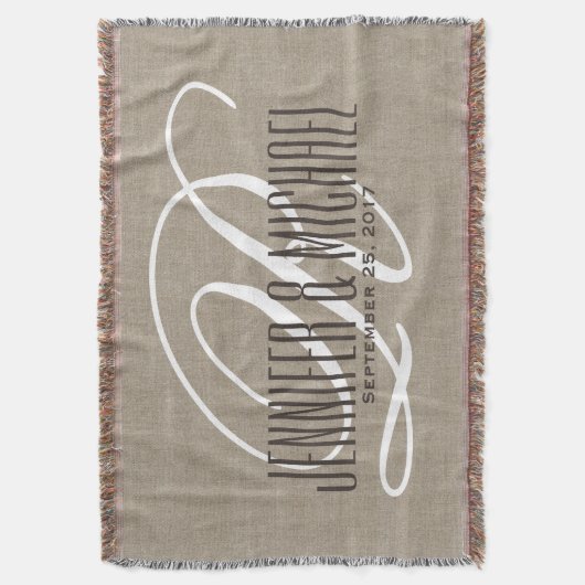 Jubileum/bruiloft Monogram  Rustic Deken (Voorkant Verticaal)