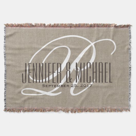 Jubileum/bruiloft Monogram  Rustic Deken (Voorkant)