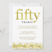 Jubileum Bruiloft Nep Gouden Confetti Kaart (Voorkant)