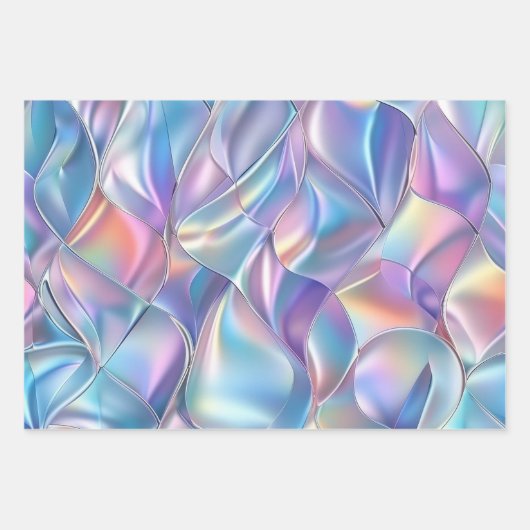 Jubileum Bruiloft Verjaardag Iriserend Metallic 6 Inpakpapier Vel (Voorkant)