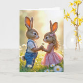 Jubileum Bunny Romance in een Daisy Field Kaart (Gele Bloem)