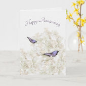 Jubileum Butterflies op White Hydrangea Kaart (Gele Bloem)