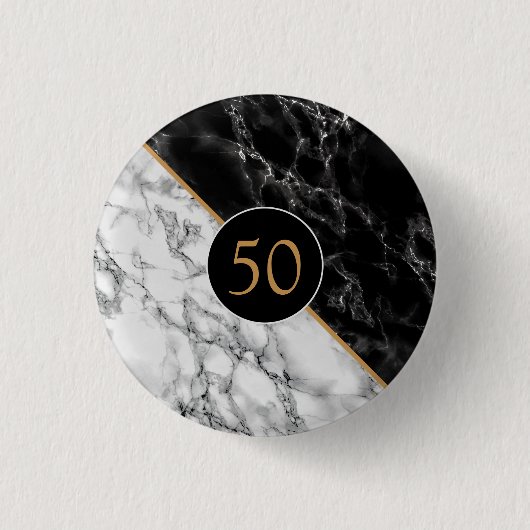 Jubileum Button met zwarte witte marmer (Voorkant)