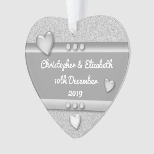 Jubileum cadeau 25 jaar met namen en datum ornament (voorkant)