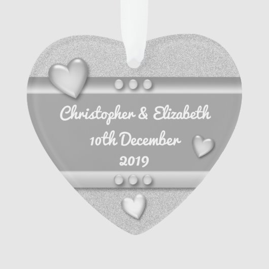 Jubileum cadeau 25 jaar met namen en datum ornament (voorkant)