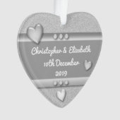 Jubileum cadeau 25 jaar met namen en datum ornament (voorkant)