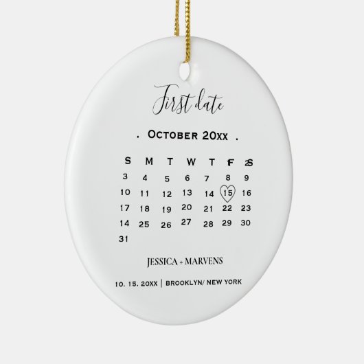 Jubileum Cadeaukalender Eerste Datum Kerstmis Keramisch Ornament (Rechts)