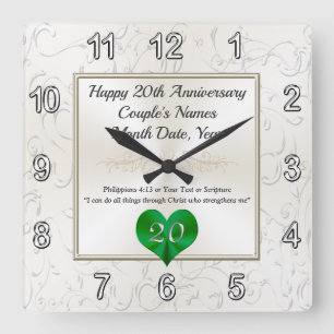 Jubileum cadeaus voor 20 jaar huwelijk, klok