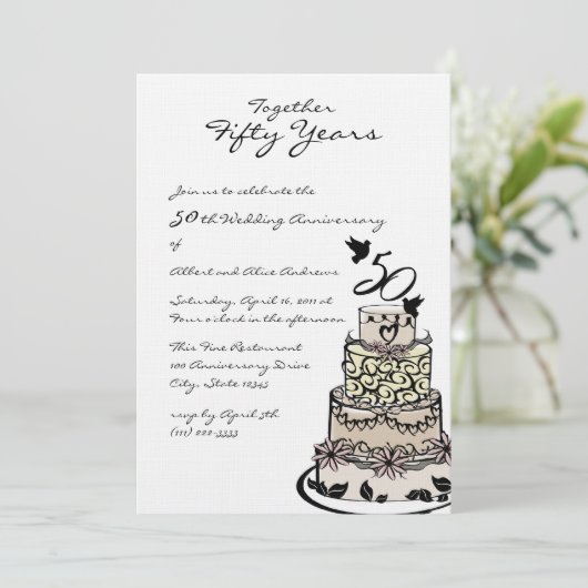 Jubileum Cake Kaart (Staand voorkant)