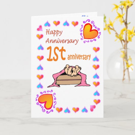 Jubileum card - 1 verjaardag kaart (Gele Bloem)