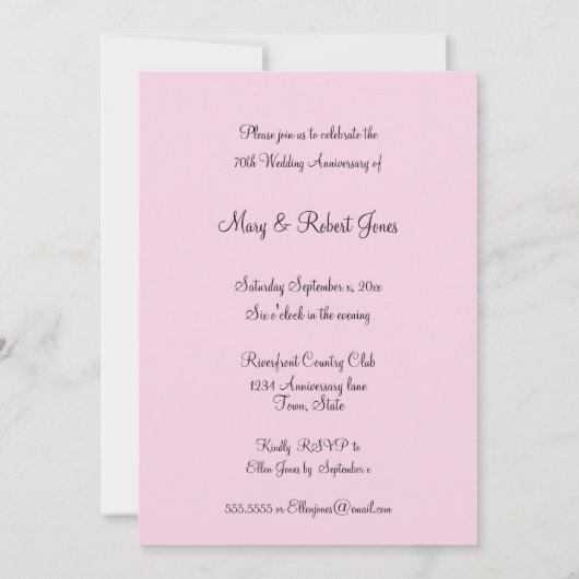 Jubileum Celebration, Aangepaste uitnodiging (Achterkant)