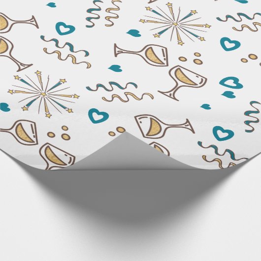 Jubileum Celebration Pattern Blue/Gold ID723 Cadeaupapier (Hoek)