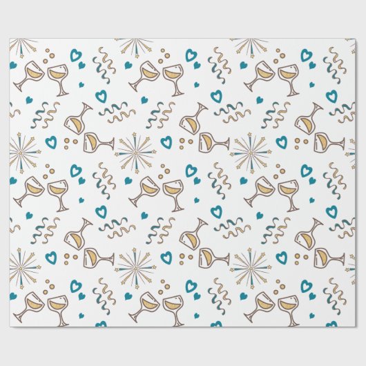 Jubileum Celebration Pattern Blue/Gold ID723 Cadeaupapier (Vlak)