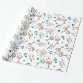 Jubileum Celebration Pattern Blue/Gold ID723 Cadeaupapier (Uitgerold)