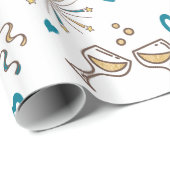 Jubileum Celebration Pattern Blue/Gold ID723 Cadeaupapier (Rol Hoek)