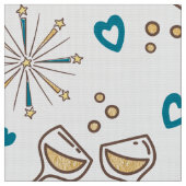 Jubileum Celebration Pattern Blue/Gold ID723 Stof (Close Up)
