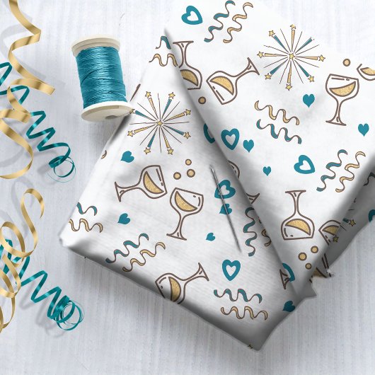 Jubileum Celebration Pattern Blue/Gold ID723 Stof