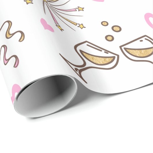 Jubileum Celebration Pattern Pink/Gold ID723 Cadeaupapier (Rol Hoek)