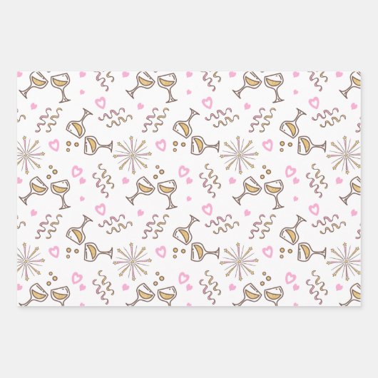 Jubileum Celebration Pattern Pink/Gold ID723 Inpakpapier Vel (Voorkant)