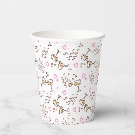 Jubileum Celebration Pattern Pink/Gold ID723 Papieren Bekers (Rechts)