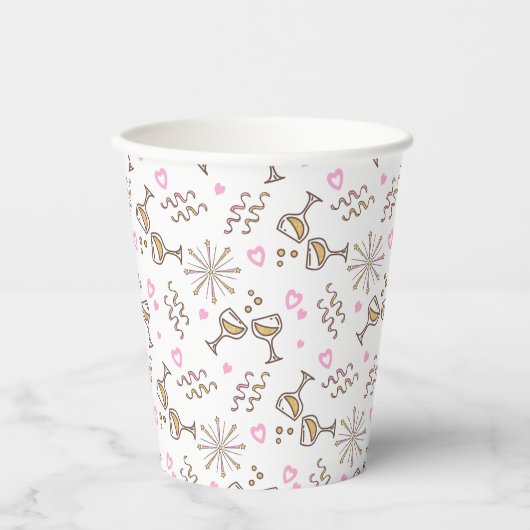 Jubileum Celebration Pattern Pink/Gold ID723 Papieren Bekers (Voorkant)