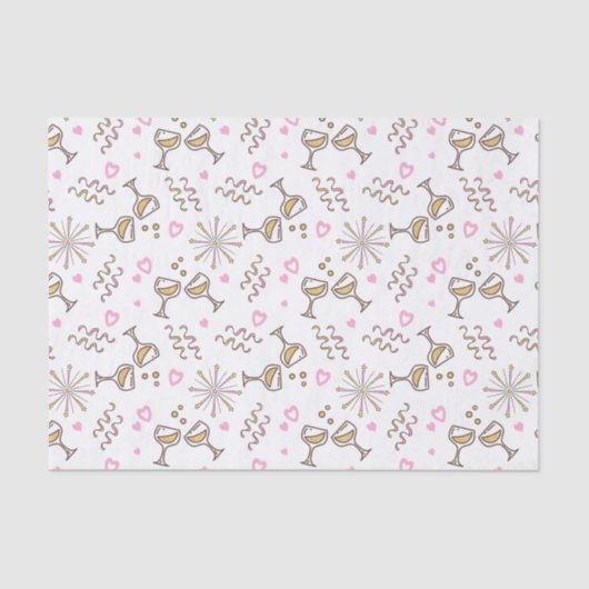 Jubileum Celebration Pattern Pink/Gold ID723 Tissuepapier (Voorkant)