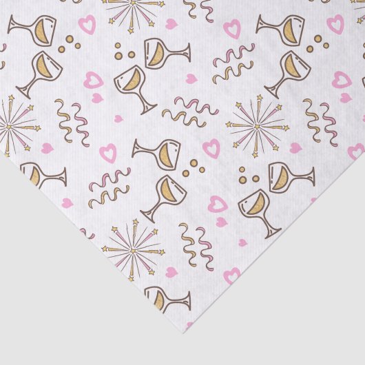 Jubileum Celebration Pattern Pink/Gold ID723 Tissuepapier (Detail)
