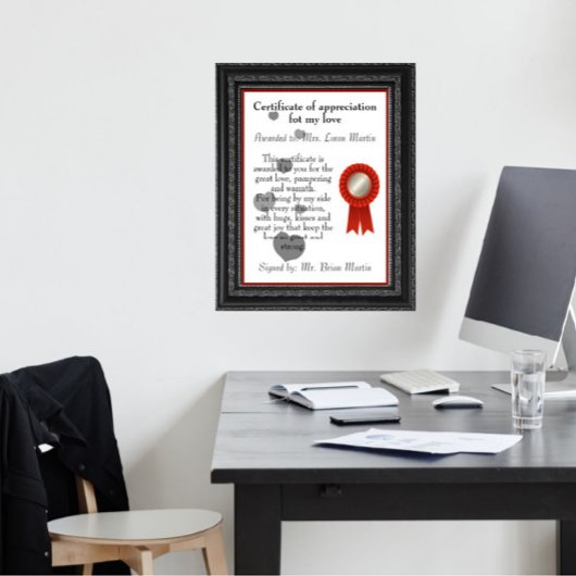 Jubileum Certificaat van Waardering voor Liefde Poster