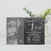 Jubileum Chalkboard Black Silver Kaart (Staand voorkant)