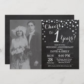 Jubileum Chalkboard Black Silver Kaart (Voorkant / Achterkant)