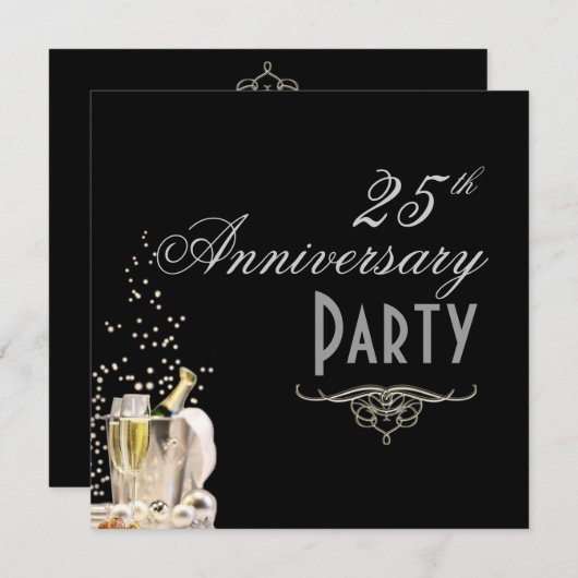 Jubileum, Champagne Bubbles Kaart (Voorkant / Achterkant)