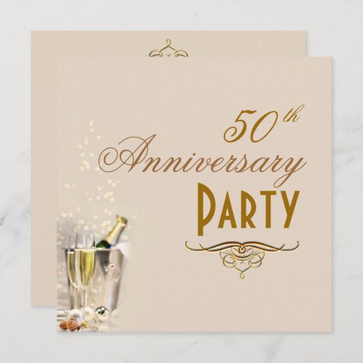 Jubileum, Champagne Bubbles Kaart (Voorkant / Achterkant)