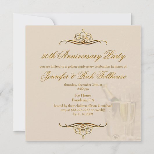 Jubileum, Champagne Bubbles Kaart (Achterkant)