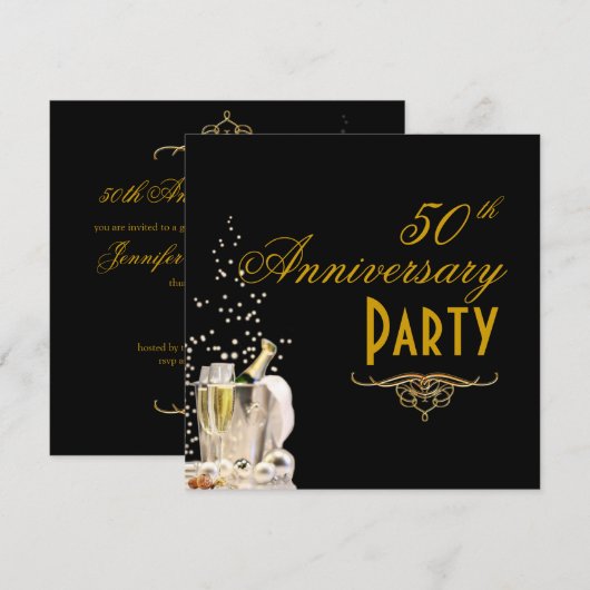 Jubileum, Champagne Bubbles Kaart (Voorkant / Achterkant)