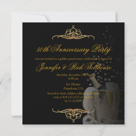 Jubileum, Champagne Bubbles Kaart (Achterkant)