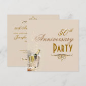 Jubileum, Champagne Bubbles Uitnodigingen (Voorkant / Achterkant)