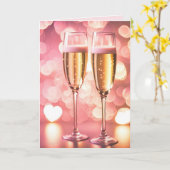 Jubileum Champagne Fluiten Kaart (Gele Bloem)