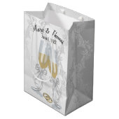 Jubileum Champagne Toast Damask Medium Cadeauzakje (Voorkant Gekanteld)