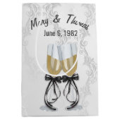 Jubileum Champagne Toast Damask Medium Gift Medium Cadeauzakje (Voorkant)