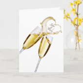 Jubileum Champagne Toast Heart Kaart (Gele Bloem)
